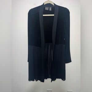 Chico’s Travelers Sheer Pleated Bottom Cardigan in Black Size 0 (S)